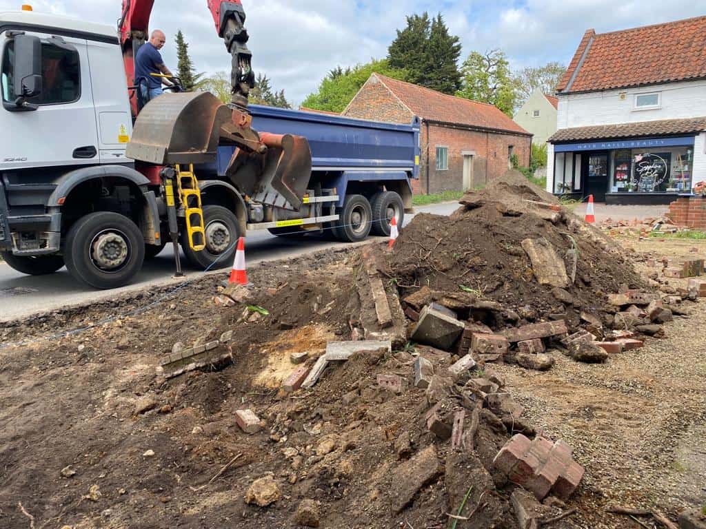 This is a photo of a dig out being carried out for the installation of a new tarmac driveway. Works being carried out by Sheppey Driveways