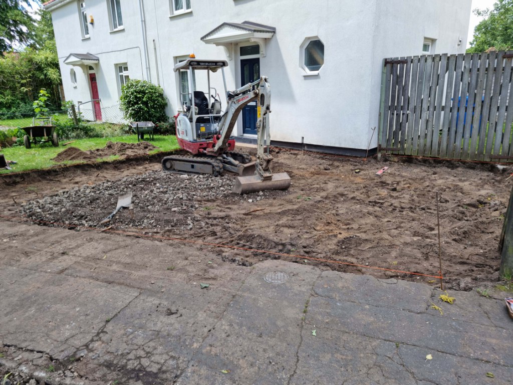 This is a photo of a dig out being carried out by Sheppey Driveways in preparation for a block paving driveway