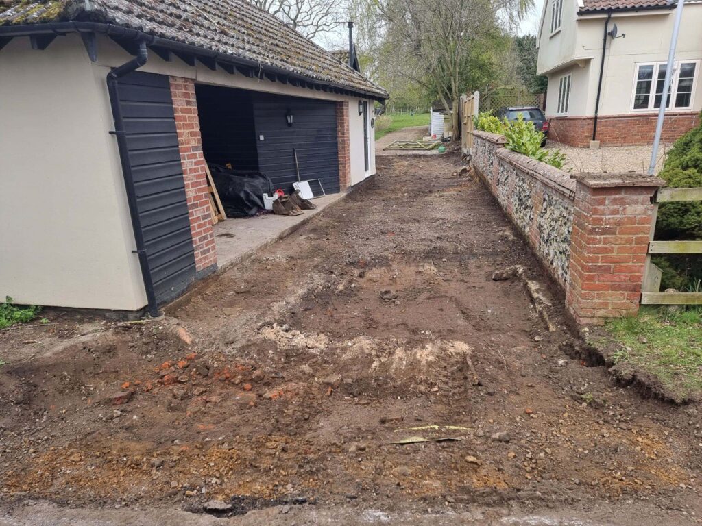 This is a tarmac driveway that is in the process of being dug out and installed by Sheppey Driveways